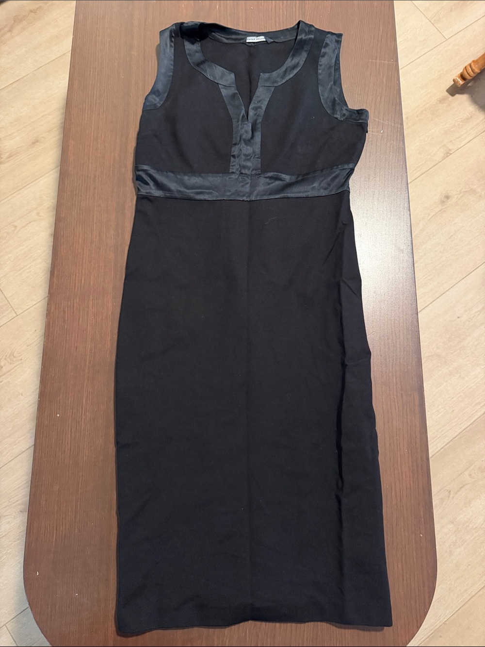 Banana Republic Black Sheath Midi Dress with Satin Trim